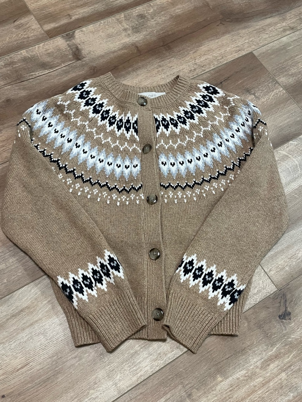 Ann Taylor Loft Fair Isle Cardigan XXS